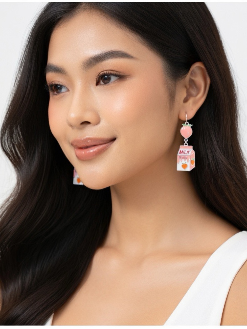 Peach Milk Carton Drop Earrings - NWT - Picture 2 of 2